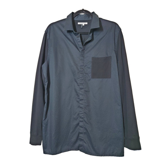 Helmet Lang Designer Shirt Mens Large Black Utility Poplin Cotton Black Minimal - Picture 9 of 9